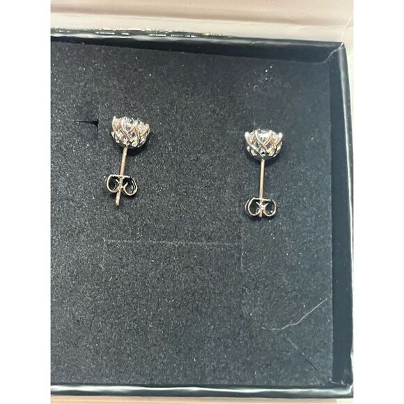 Cate & Chloe Eden 18k White Gold Plated Silver Stud Earrings | Women's Round Cut - Picture 7 of 8